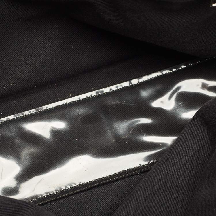 Pre Owned Loewe Blue/Brown Denim and Leather Anagram Wristlet Pouch 