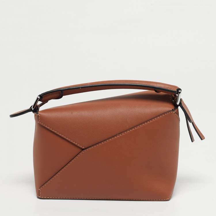 Pre Owned Loewe Brown Leather Mini Puzzle Shoulder Bag