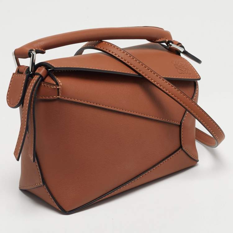 Pre Owned Loewe Brown Leather Mini Puzzle Shoulder Bag