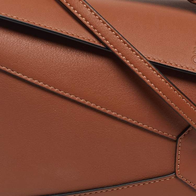Pre Owned Loewe Brown Leather Mini Puzzle Shoulder Bag