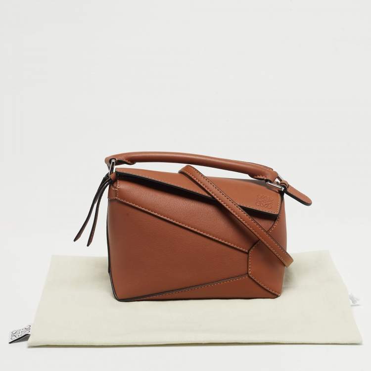 Pre Owned Loewe Brown Leather Mini Puzzle Shoulder Bag