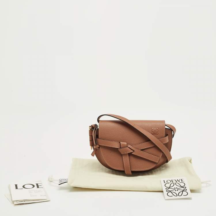Pre Owned Loewe Brown Leather Mini Gate Dual Shoulder Bag