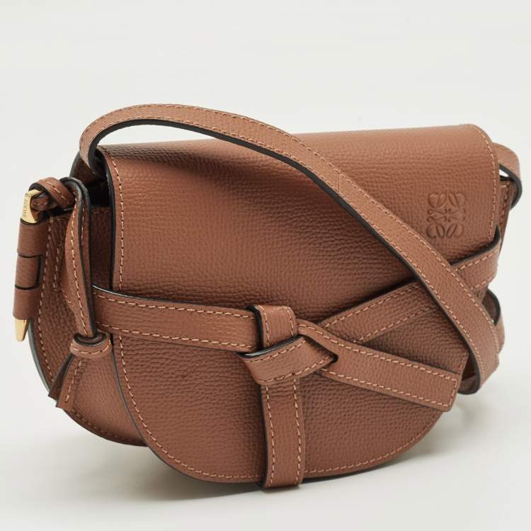 Pre Owned Loewe Brown Leather Mini Gate Dual Shoulder Bag