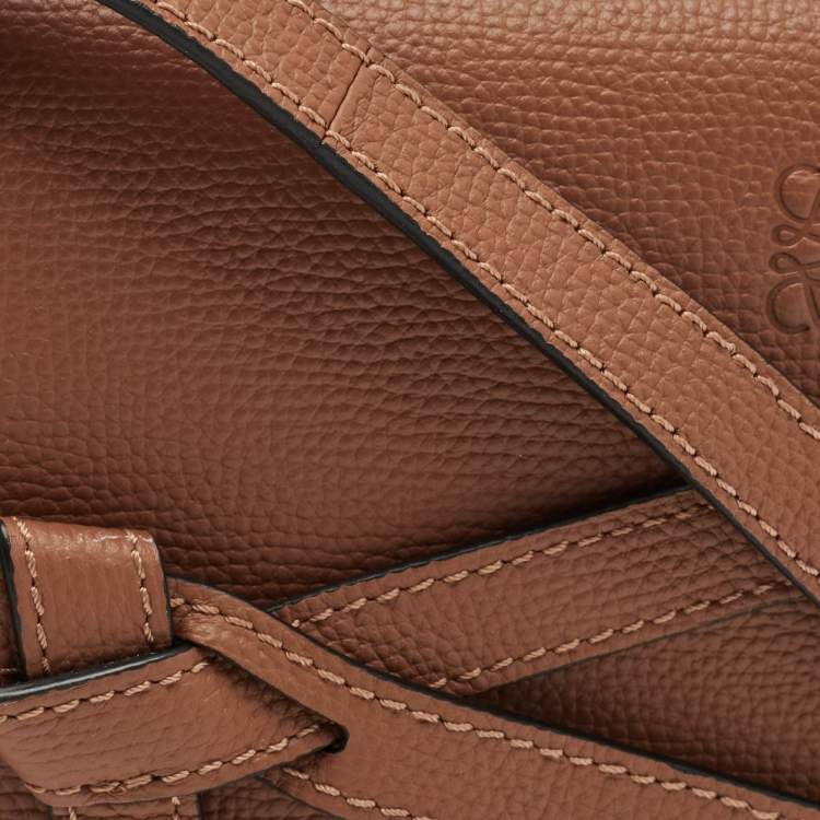 Pre Owned Loewe Brown Leather Mini Gate Dual Shoulder Bag