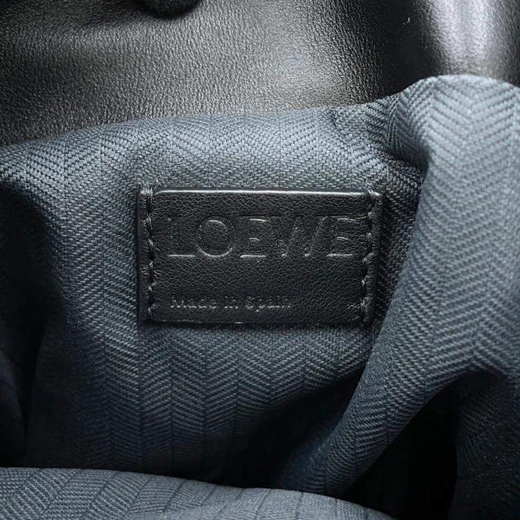 Pre Owned Loewe Puffer Flamenco Clutch Bag Black Leather