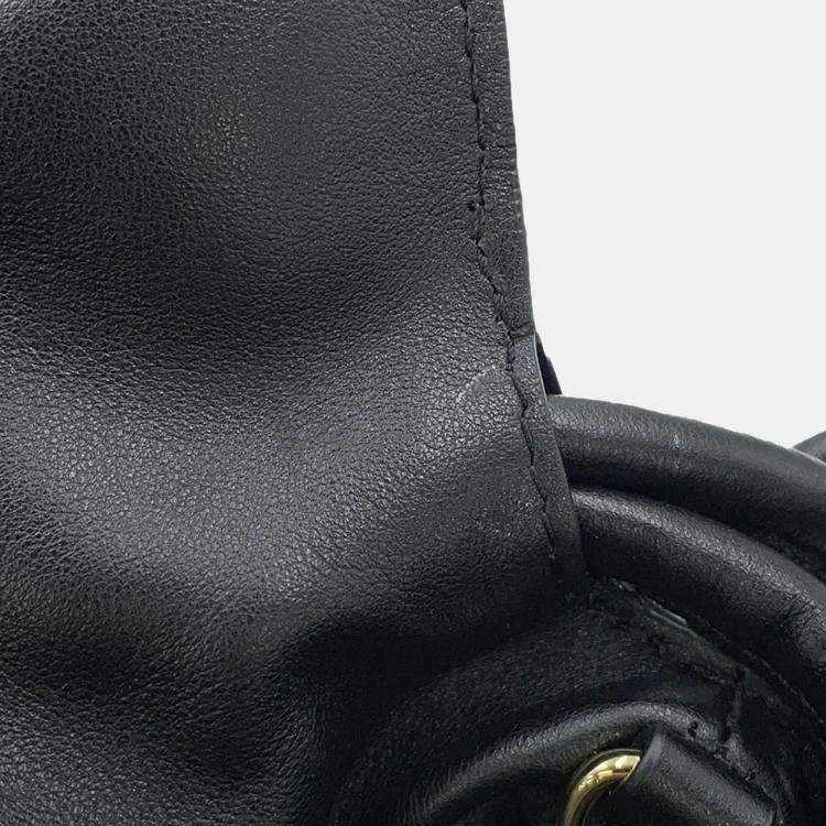 Pre Owned Loewe Puffer Flamenco Clutch Bag Black Leather