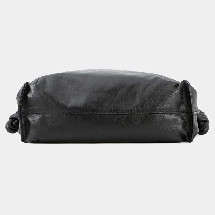 Pre Owned Loewe Puffer Flamenco Clutch Bag Black Leather