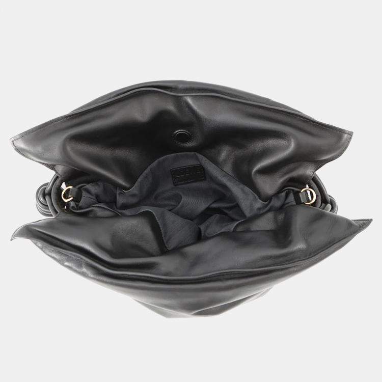Pre Owned Loewe Puffer Flamenco Clutch Bag Black Leather