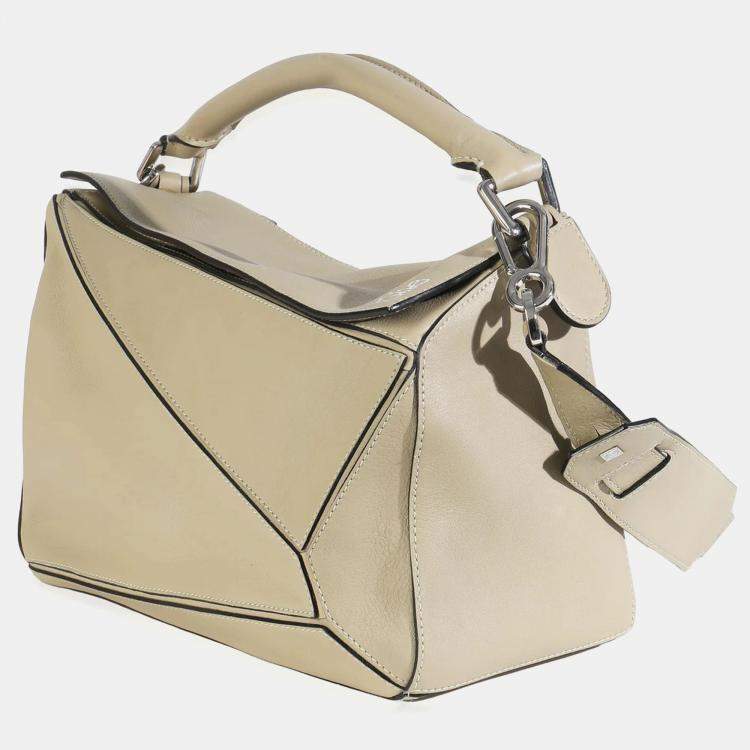 Pre Owned Loewe Sand Smooth Calfskin Medium Puzzle Bag
