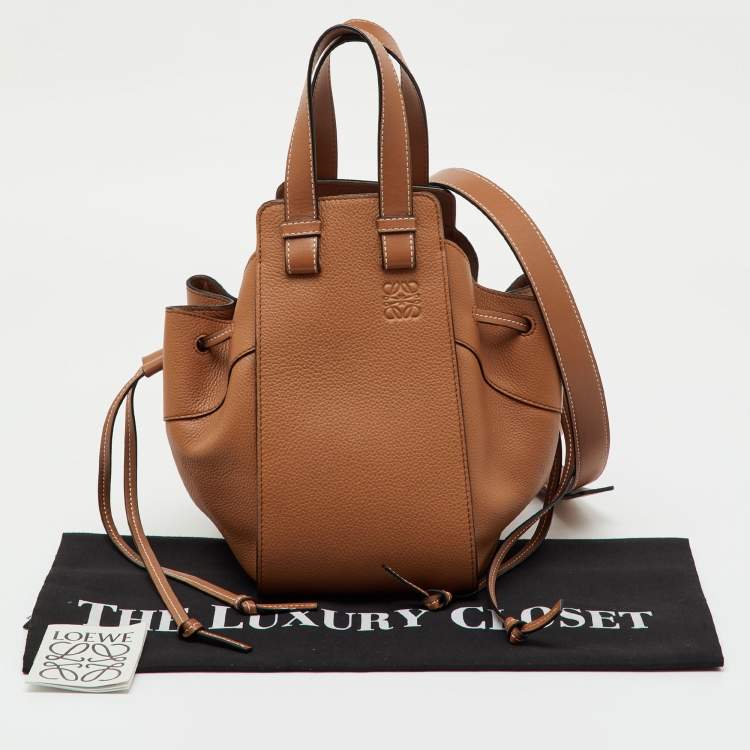Pre Owned Loewe Tan Leather Small Hammock Drawstring Bucket Bag