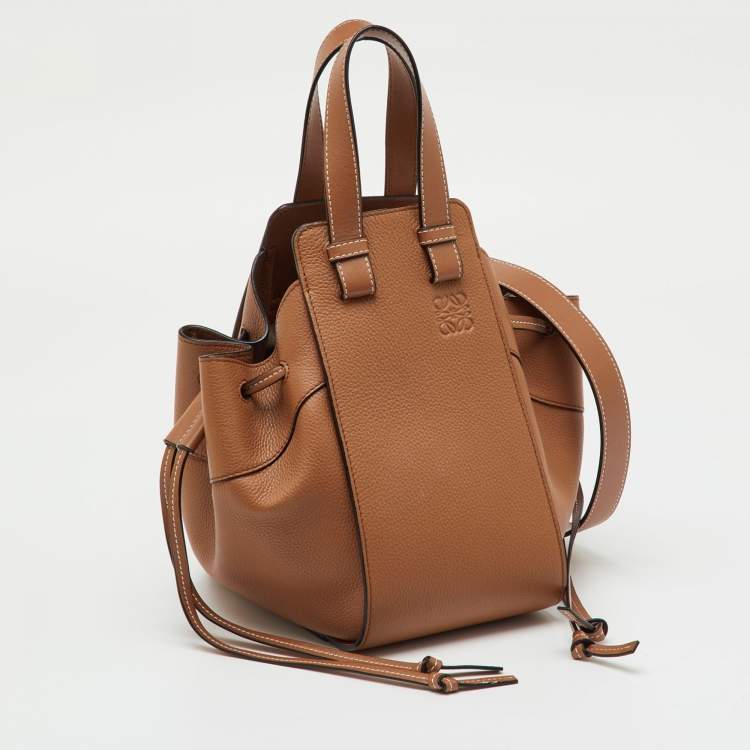 Pre Owned Loewe Tan Leather Small Hammock Drawstring Bucket Bag