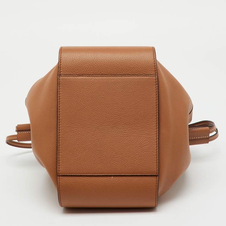 Pre Owned Loewe Tan Leather Small Hammock Drawstring Bucket Bag