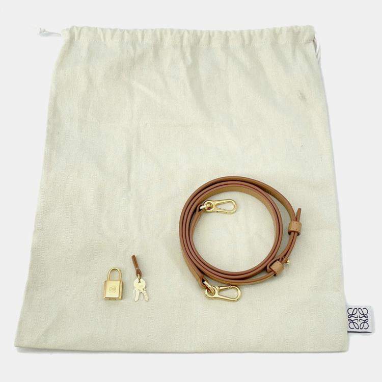 Pre Owned Loewe Amazona 23 Anagram Beige/Red Canvas Leather Size 23