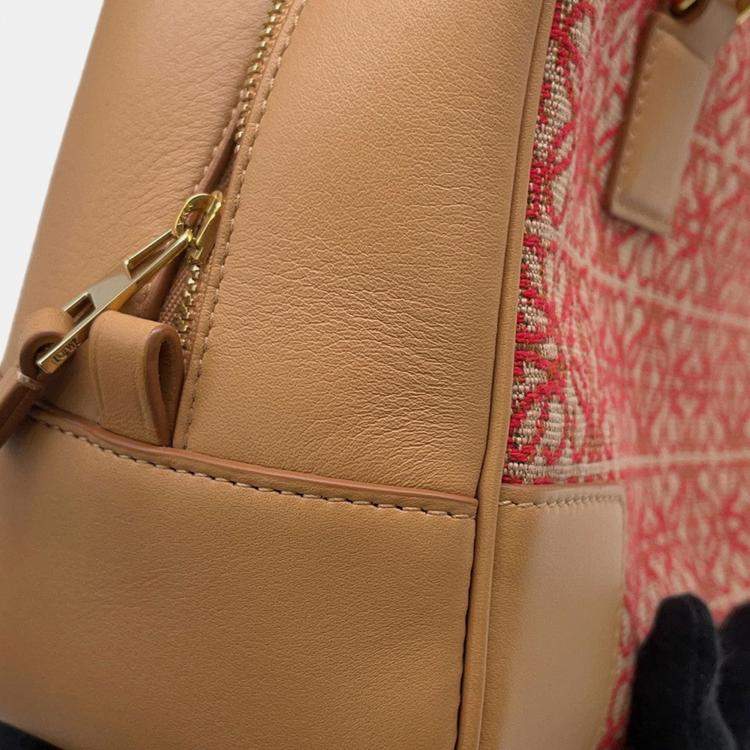 Pre Owned Loewe Amazona 23 Anagram Beige/Red Canvas Leather Size 23