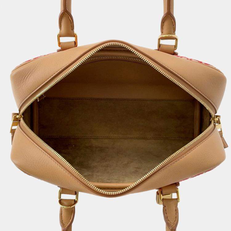 Pre Owned Loewe Amazona 23 Anagram Beige/Red Canvas Leather Size 23