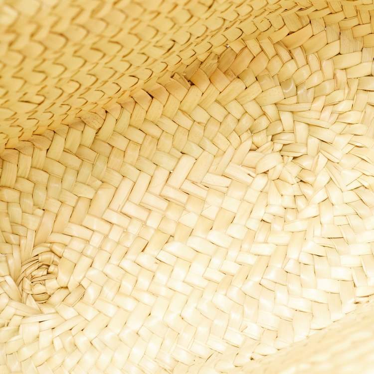 Pre Owned Loewe Tan/Natural Palm Leaf and Leather Medium Basket Tote