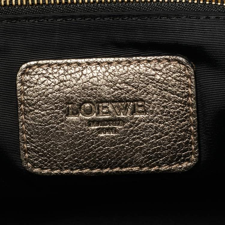 Pre Owned Loewe Metallic Leather Anagram Maia Flap Top Handle Bag