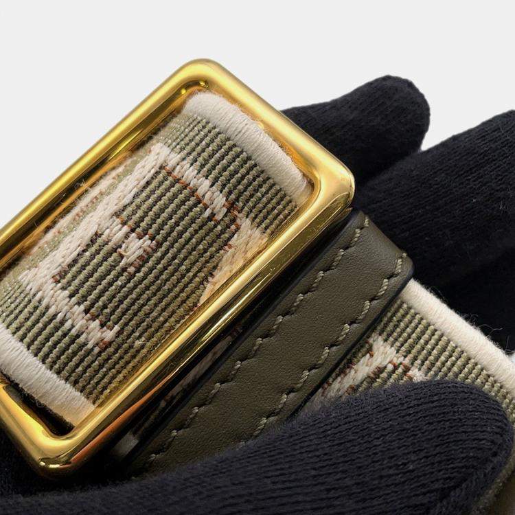 Pre Owned Loewe Gate Dual Shoulder Bag Olive Green Calf Leather Size Small