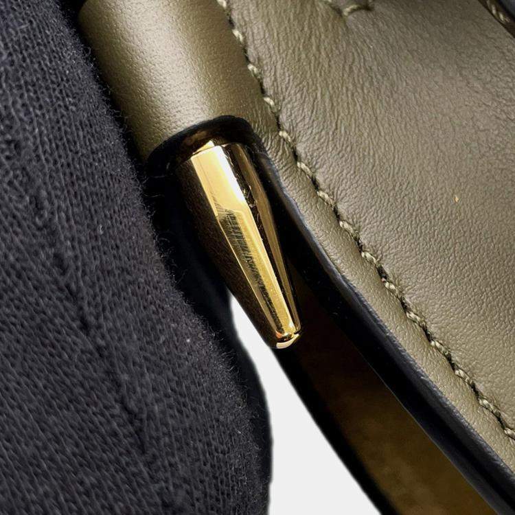 Pre Owned Loewe Gate Dual Shoulder Bag Olive Green Calf Leather Size Small