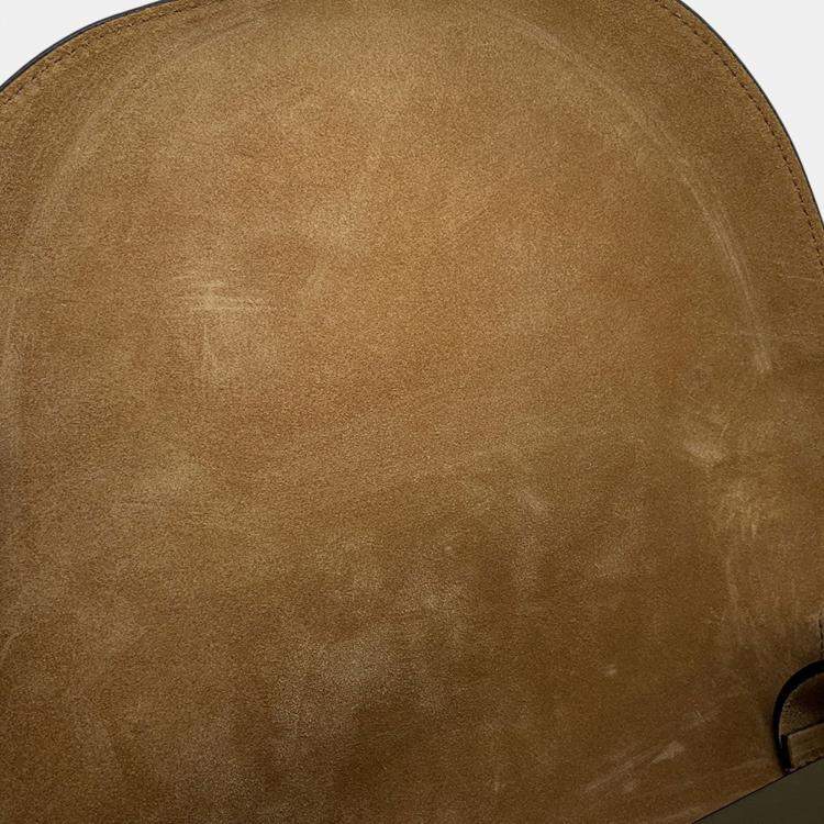 Pre Owned Loewe Gate Dual Shoulder Bag Olive Green Calf Leather Size Small