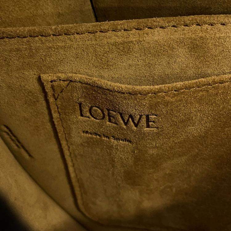 Pre Owned Loewe Gate Dual Shoulder Bag Olive Green Calf Leather Size Small