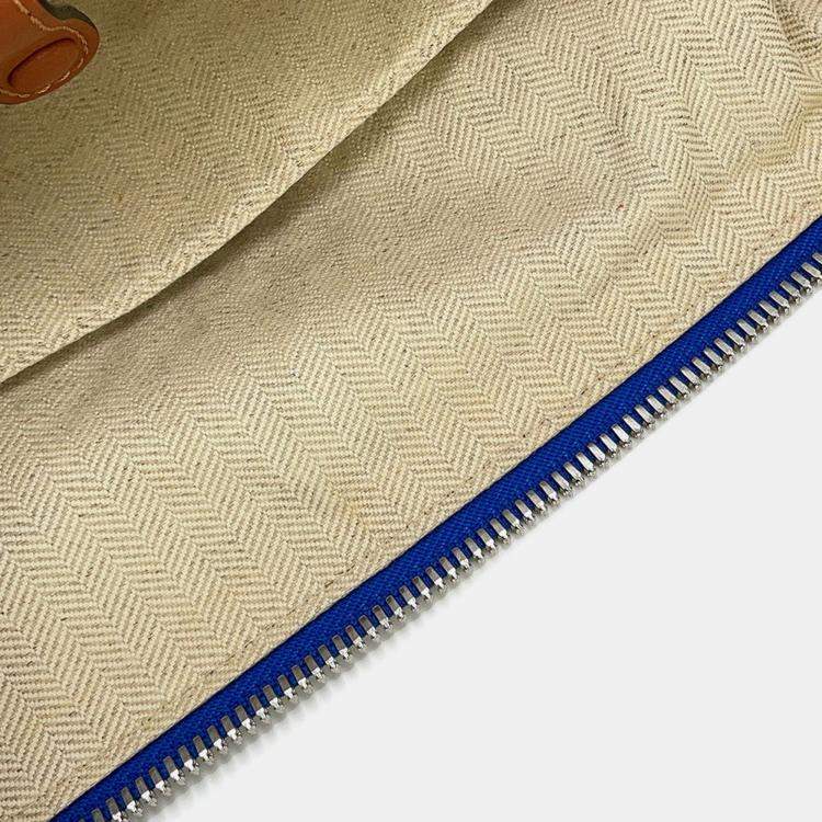 Pre Owned Loewe Goya Anagram Backpack Blue/White/Brown Canvas Leather