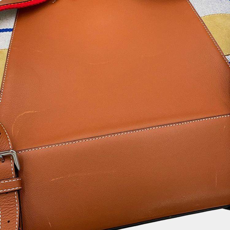 Pre Owned Loewe Goya Anagram Backpack Blue/White/Brown Canvas Leather