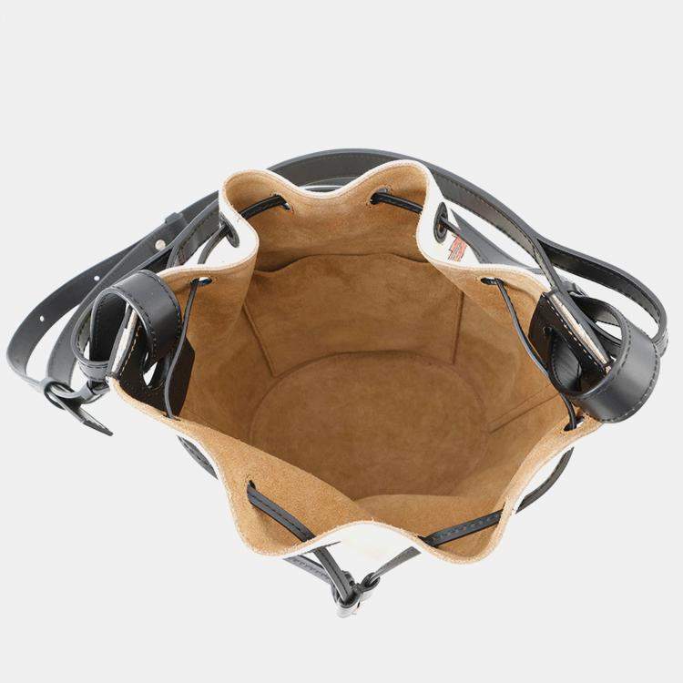 Pre Owned Loewe Paula Ibiza Balloon Shoulder White/Black Canvas Leather Size Small