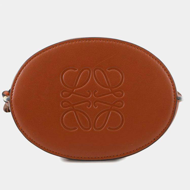 Pre Owned Loewe Gate Bucket Anagram Logo 2-Way Brown Calf Leather