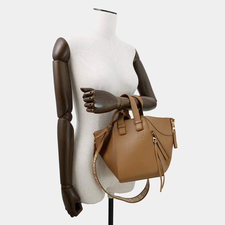 Pre Owned Loewe Hammock Oak Brown Calf Leather Size Compact