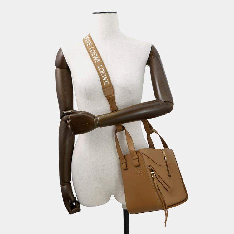 Pre Owned Loewe Hammock Oak Brown Calf Leather Size Compact