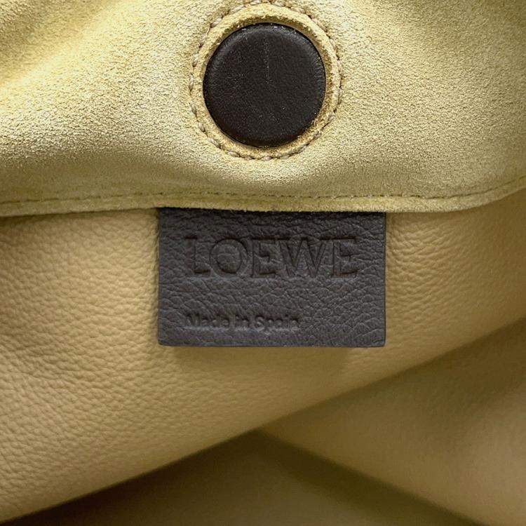 Pre Owned Loewe Flamenco Purse 2Way Shoulder Bag Beige Suede Size Large