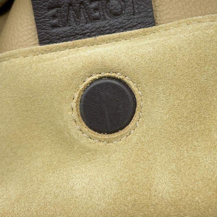 Pre Owned Loewe Flamenco Purse 2Way Shoulder Bag Beige Suede Size Large