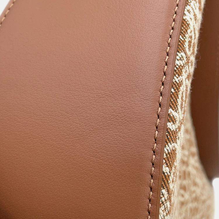 مملوكة مسبقًا Loewe Repeat Anagram Luna One Shoulder Bag Tan Canvas Leather