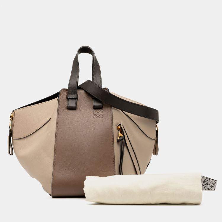 Pre Owned Loewe Brown Small Tricolor Soft Grained Calfskin Hammock Bag