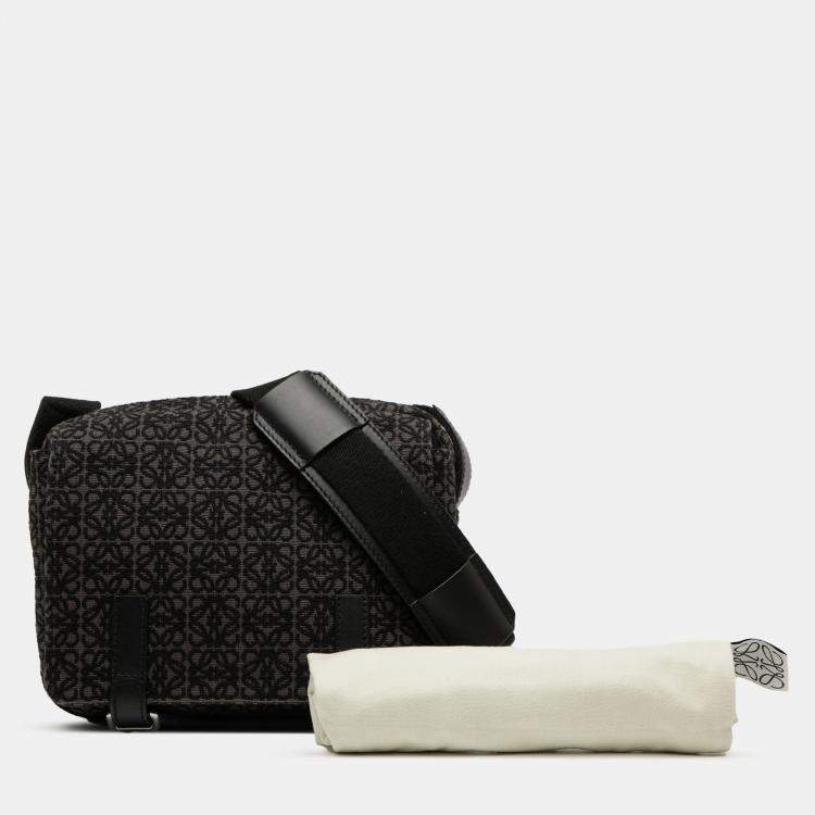 Pre Owned Loewe Black XS Anagram Canvas Military Messenger Bag