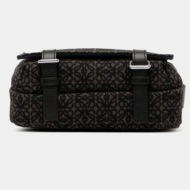 Pre Owned Loewe Black XS Anagram Canvas Military Messenger Bag