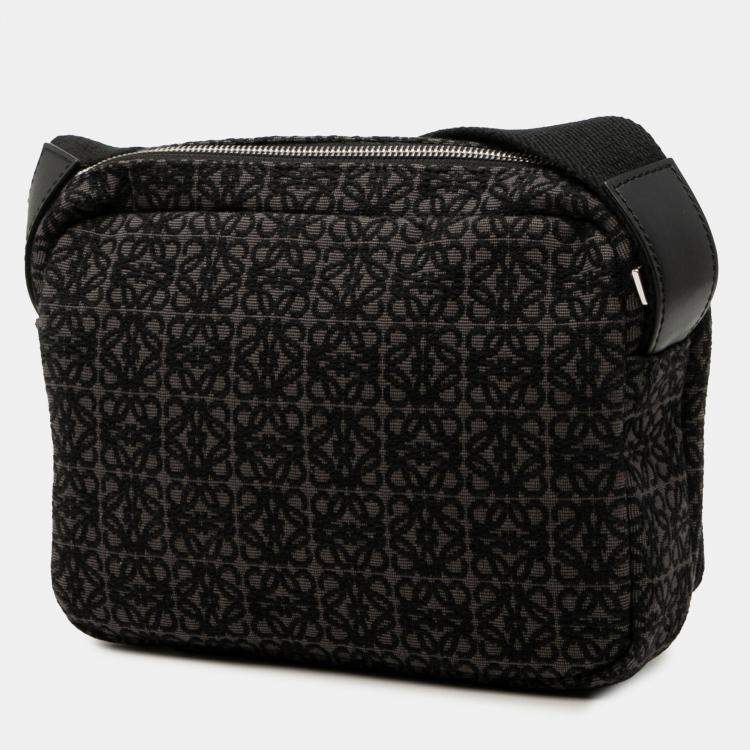 Pre Owned Loewe Black XS Anagram Canvas Military Messenger Bag