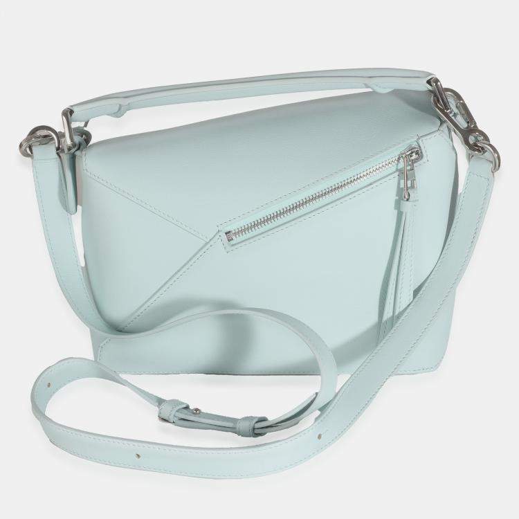 Pre Owned Loewe Blue Iceberg Classic Calfskin Small Puzzle Edge Bag