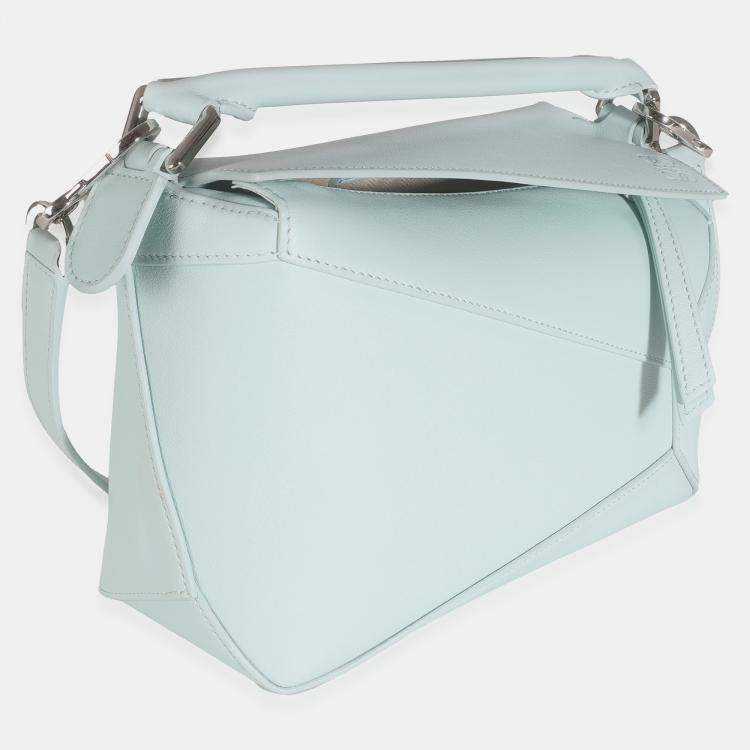 Pre Owned Loewe Blue Iceberg Classic Calfskin Small Puzzle Edge Bag