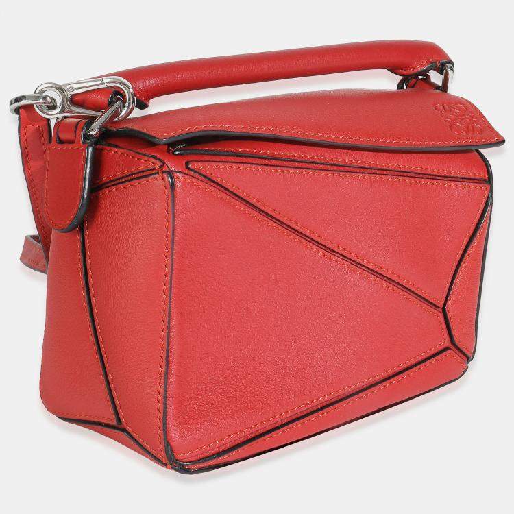 Pre Owned Loewe Scarlet Calfskin Mini Puzzle Bag