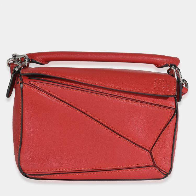 Pre Owned Loewe Scarlet Calfskin Mini Puzzle Bag