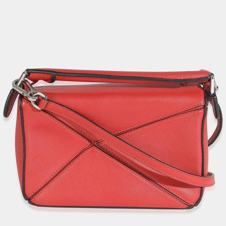 Pre Owned Loewe Scarlet Calfskin Mini Puzzle Bag