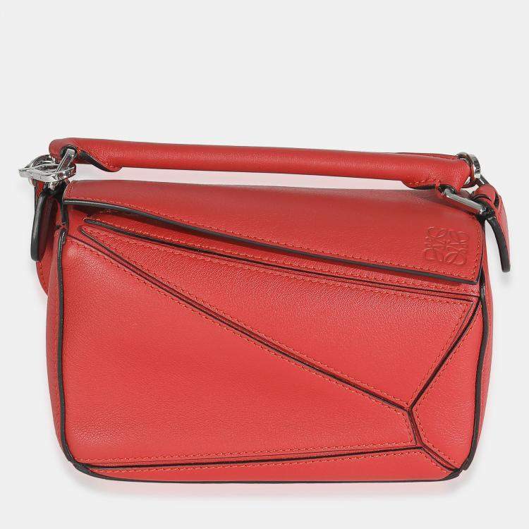 Pre Owned Loewe Scarlet Calfskin Mini Puzzle Bag