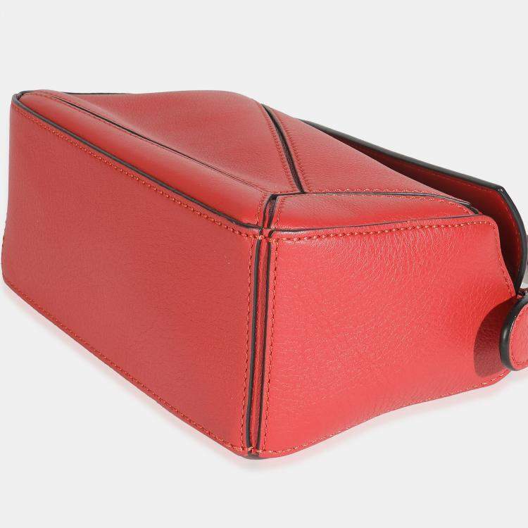 Pre Owned Loewe Scarlet Calfskin Mini Puzzle Bag