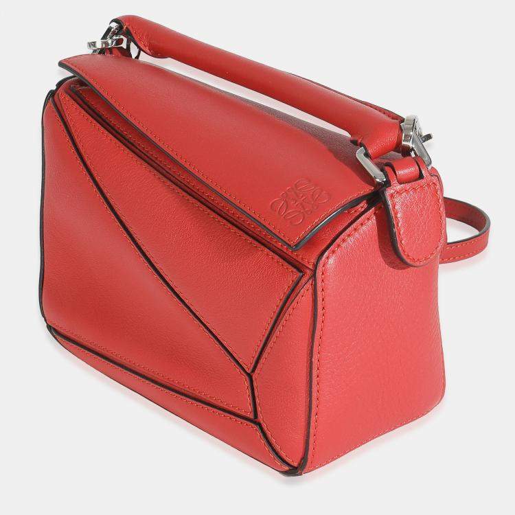 Pre Owned Loewe Scarlet Calfskin Mini Puzzle Bag