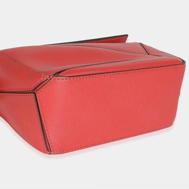 Pre Owned Loewe Scarlet Calfskin Mini Puzzle Bag