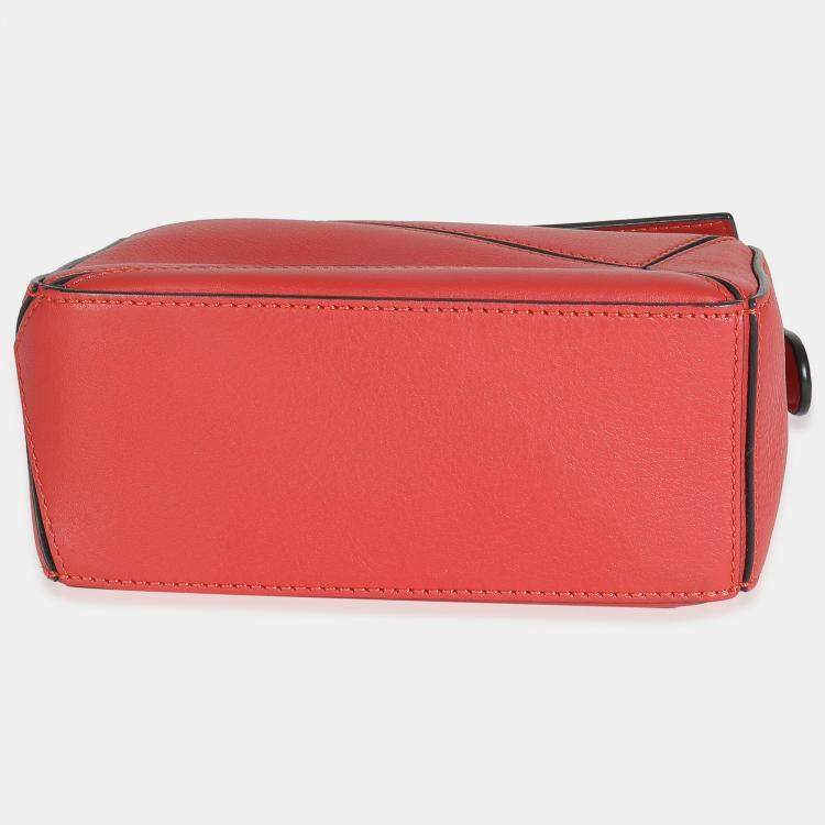 Pre Owned Loewe Scarlet Calfskin Mini Puzzle Bag