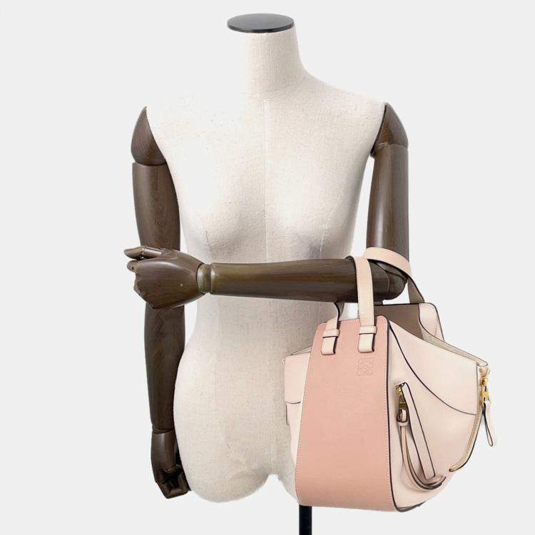 Pre Owned Loewe Hammock Light Pink/Jasmin Flower Leather Size Small