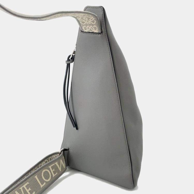 Pre Owned Loewe Anton Sling Bag Gray Leather